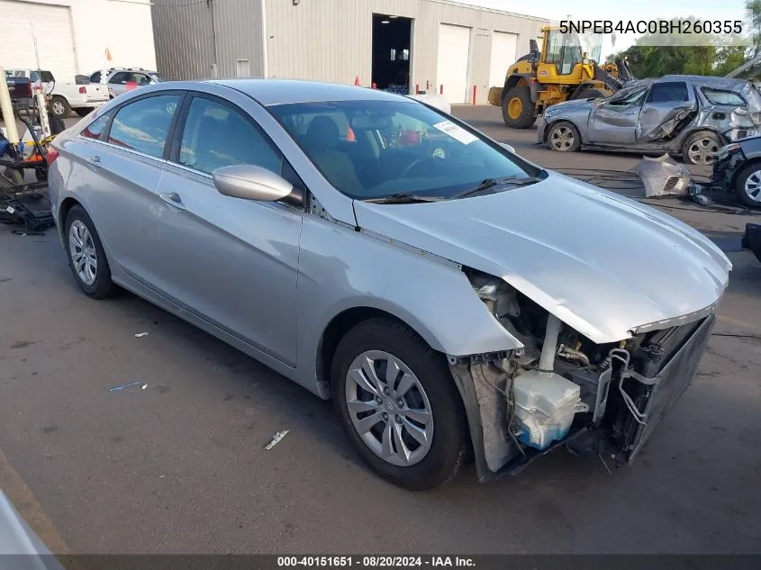 5NPEB4AC0BH260355 2011 Hyundai Sonata Gls