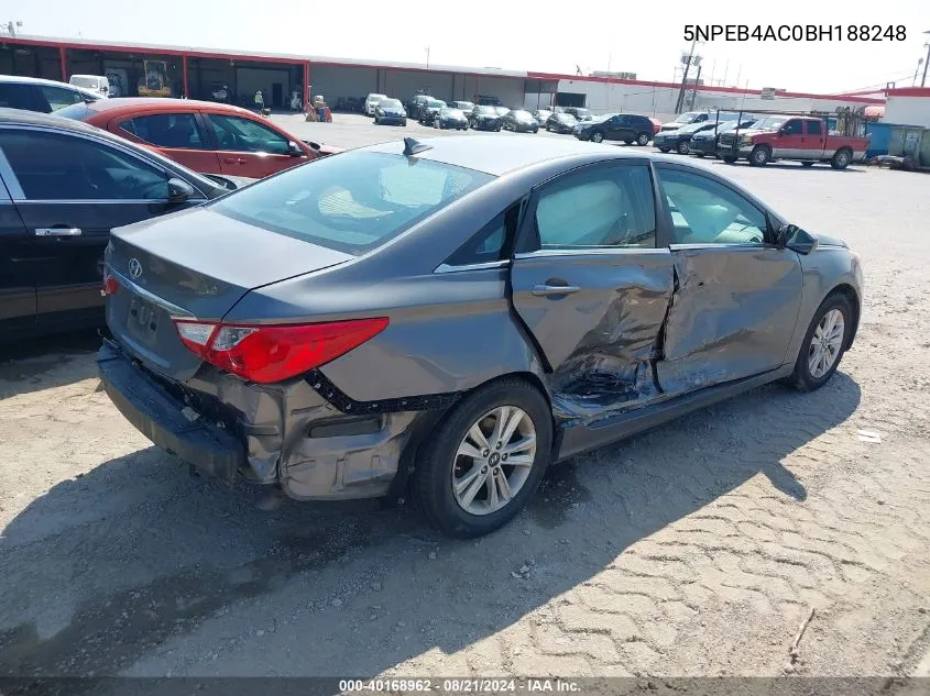 2011 Hyundai Sonata Gls VIN: 5NPEB4AC0BH188248 Lot: 40168962