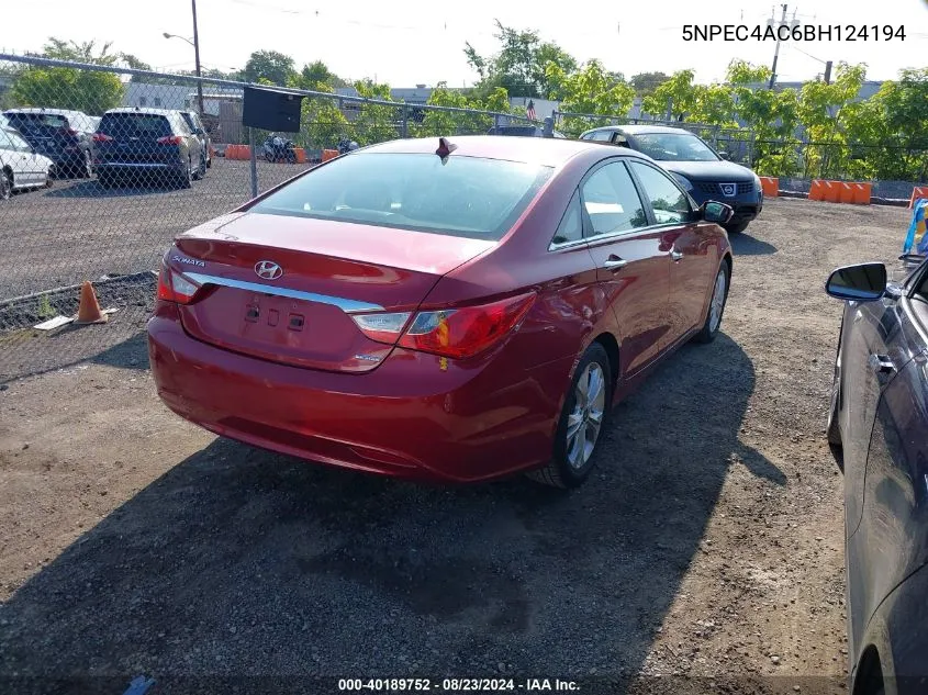 2011 Hyundai Sonata Limited VIN: 5NPEC4AC6BH124194 Lot: 40189752