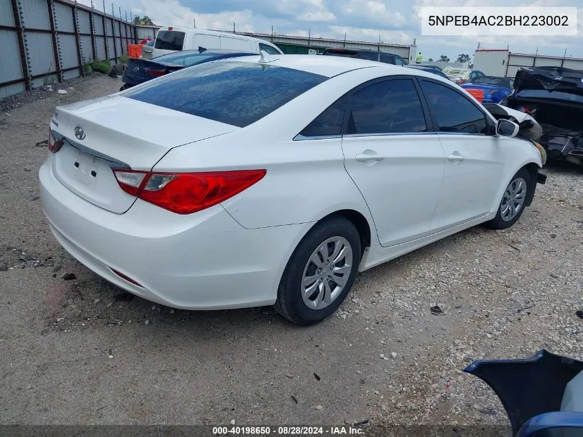 2011 Hyundai Sonata Gls VIN: 5NPEB4AC2BH223002 Lot: 40198650