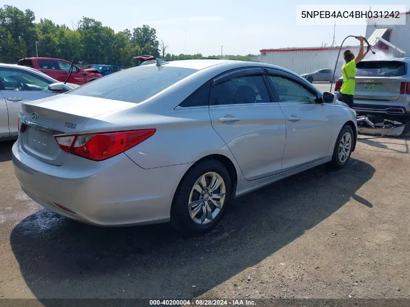 2011 Hyundai Sonata Gls VIN: 5NPEB4AC4BH031242 Lot: 40200004