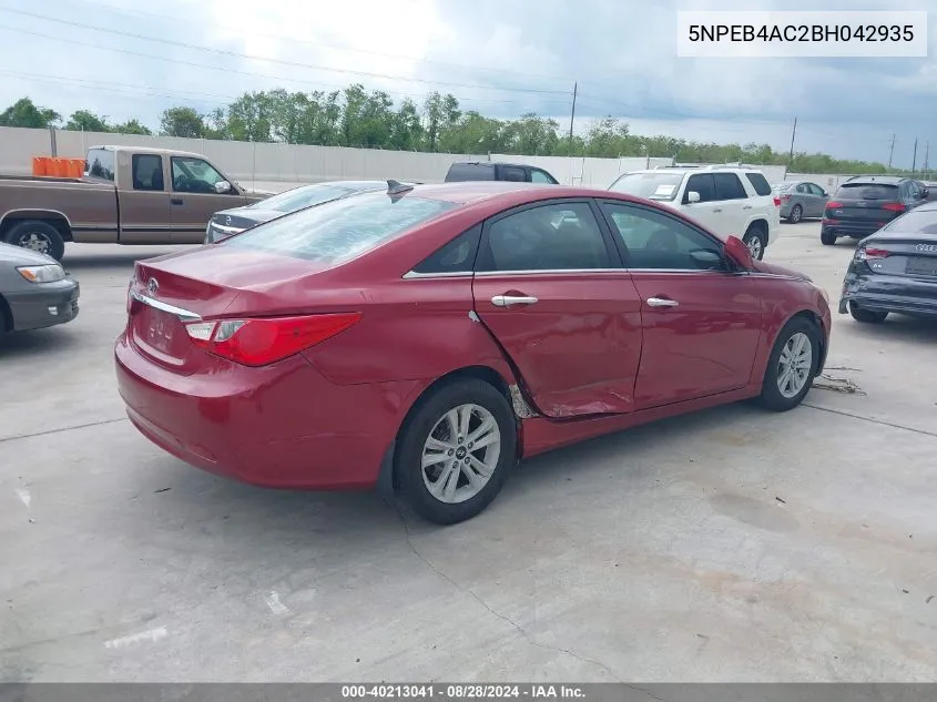 2011 Hyundai Sonata Gls VIN: 5NPEB4AC2BH042935 Lot: 40213041