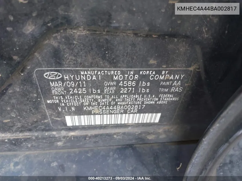 KMHEC4A44BA002817 2011 Hyundai Sonata Hybrid