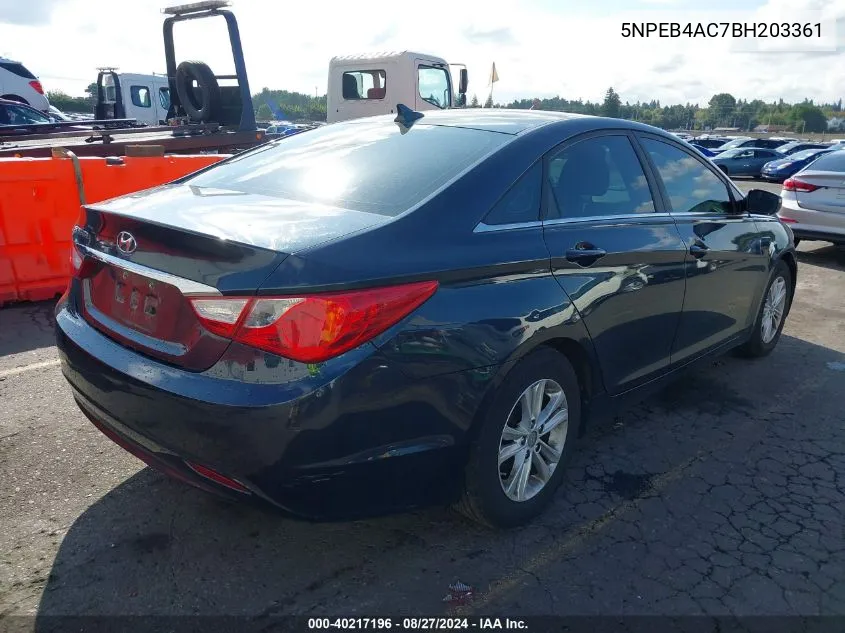 2011 Hyundai Sonata Gls VIN: 5NPEB4AC7BH203361 Lot: 40217196