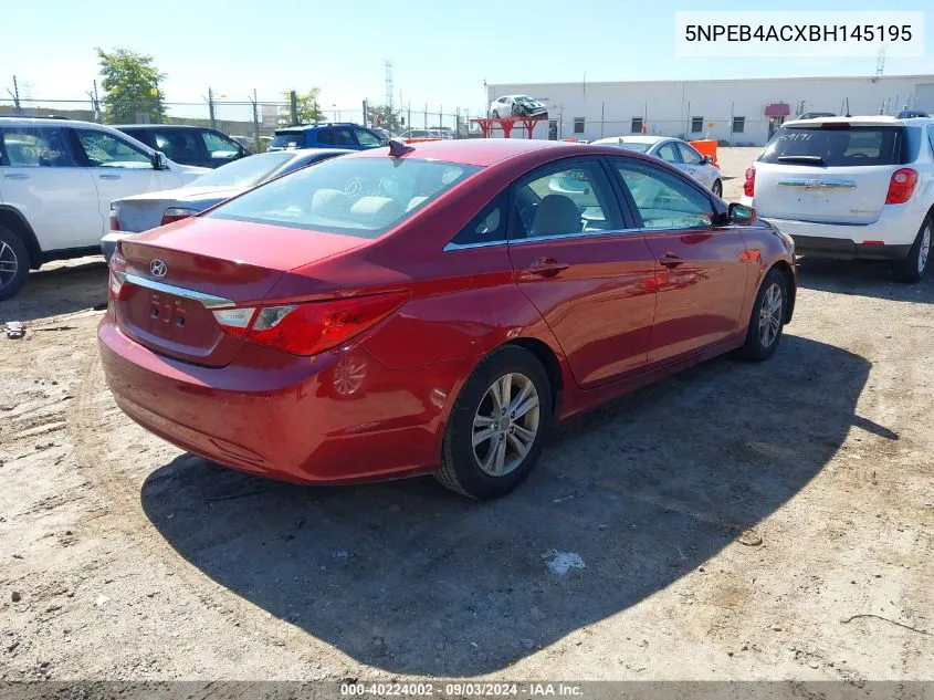 2011 Hyundai Sonata Gls VIN: 5NPEB4ACXBH145195 Lot: 40224002