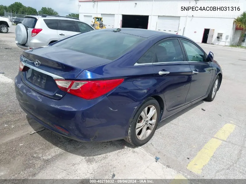 2011 Hyundai Sonata Limited VIN: 5NPEC4AC0BH031316 Lot: 40275832