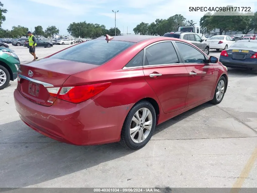 2011 Hyundai Sonata Limited VIN: 5NPEC4AC9BH171722 Lot: 40301034