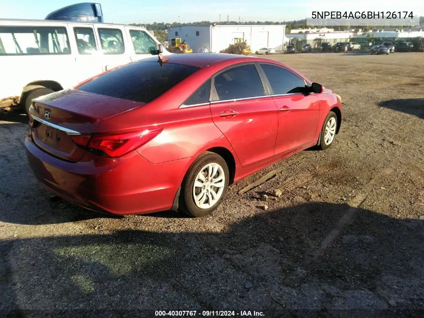 5NPEB4AC6BH126174 2011 Hyundai Sonata Gls