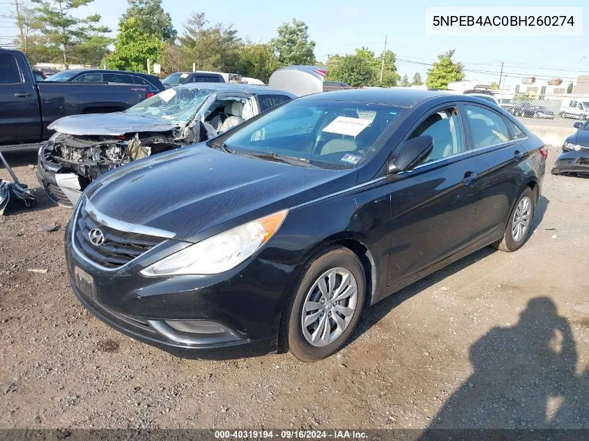 5NPEB4AC0BH260274 2011 Hyundai Sonata Gls