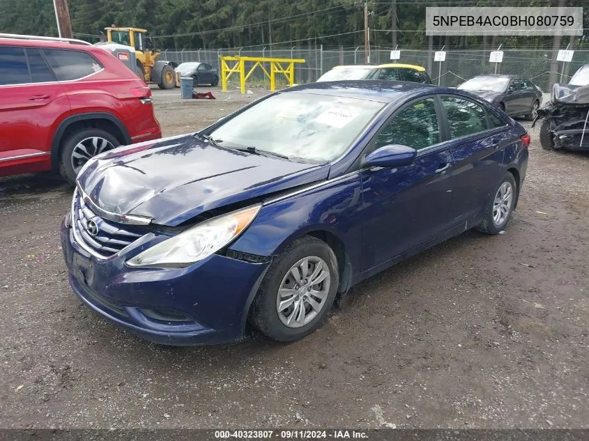 5NPEB4AC0BH080759 2011 Hyundai Sonata Gls