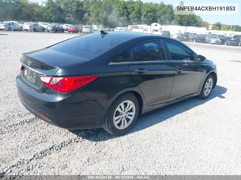 5NPEB4ACXBH191853 2011 Hyundai Sonata Gls