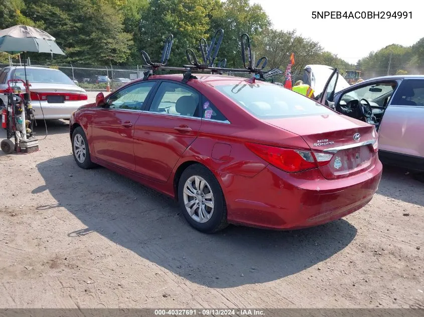 2011 Hyundai Sonata Gls VIN: 5NPEB4AC0BH294991 Lot: 40327691