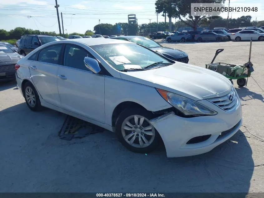 5NPEB4ACBBH210948 2011 Hyundai Sonata Gls