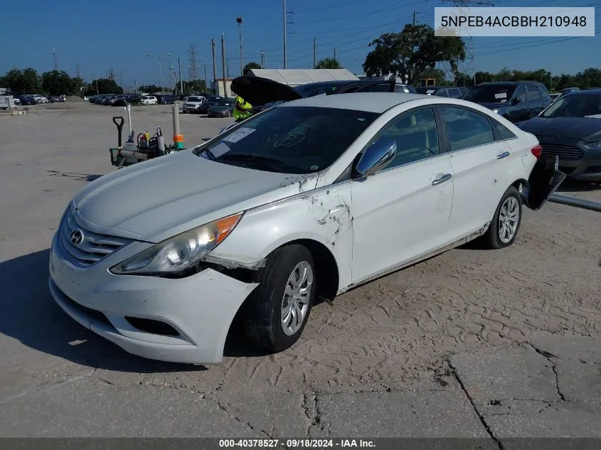 5NPEB4ACBBH210948 2011 Hyundai Sonata Gls