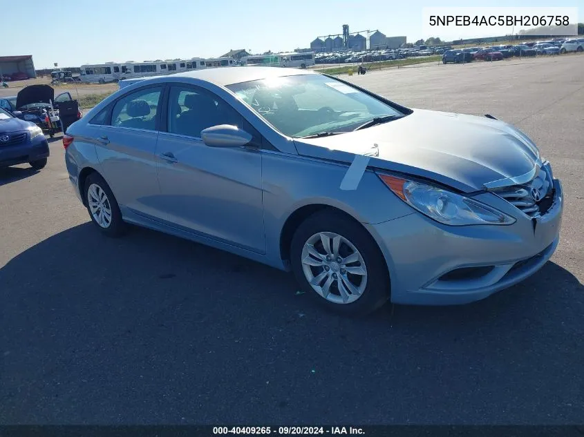 2011 Hyundai Sonata Gls VIN: 5NPEB4AC5BH206758 Lot: 40409265