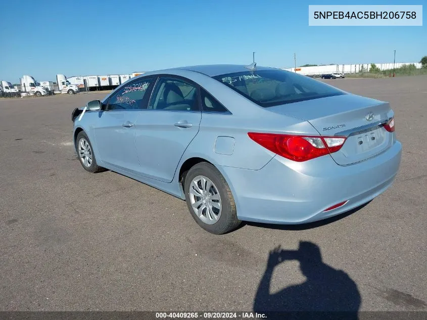 2011 Hyundai Sonata Gls VIN: 5NPEB4AC5BH206758 Lot: 40409265