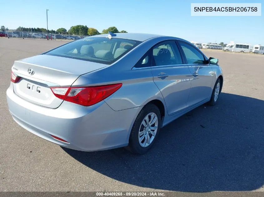 5NPEB4AC5BH206758 2011 Hyundai Sonata Gls