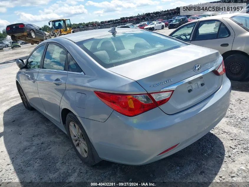 2011 Hyundai Sonata Gls VIN: 5NPEB4AC5BH181957 Lot: 40432281