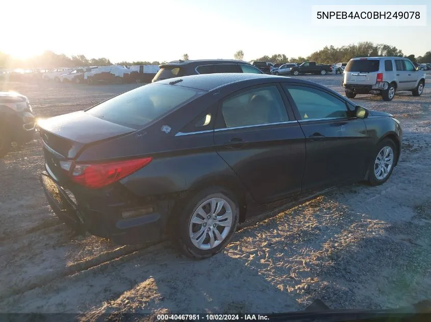 2011 Hyundai Sonata Gls VIN: 5NPEB4AC0BH249078 Lot: 40467951