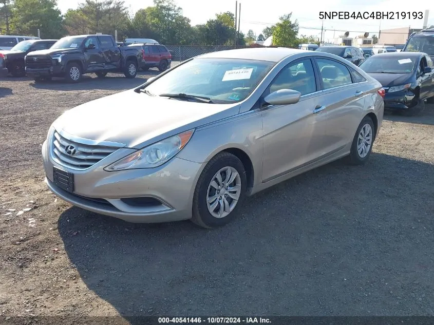 2011 Hyundai Sonata Gls VIN: 5NPEB4AC4BH219193 Lot: 40541446