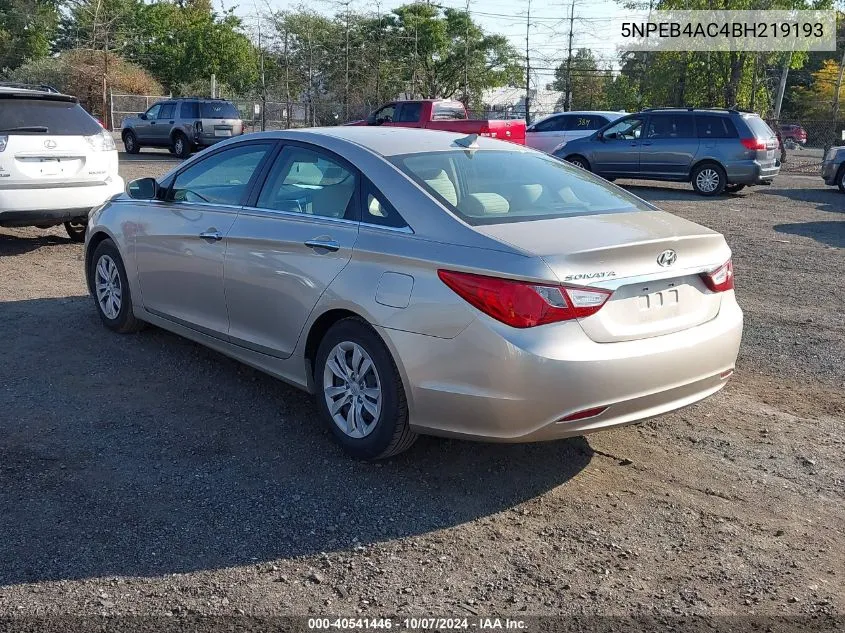 2011 Hyundai Sonata Gls VIN: 5NPEB4AC4BH219193 Lot: 40541446