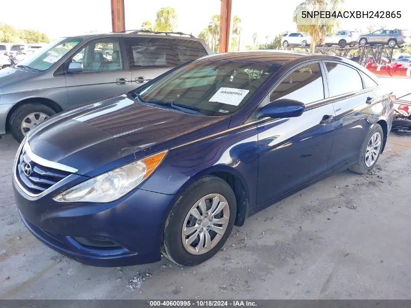 2011 Hyundai Sonata Gls VIN: 5NPEB4ACXBH242865 Lot: 40600995