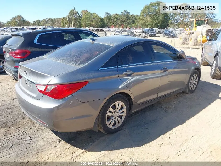 5NPEB4AC6BH241535 2011 Hyundai Sonata Gls