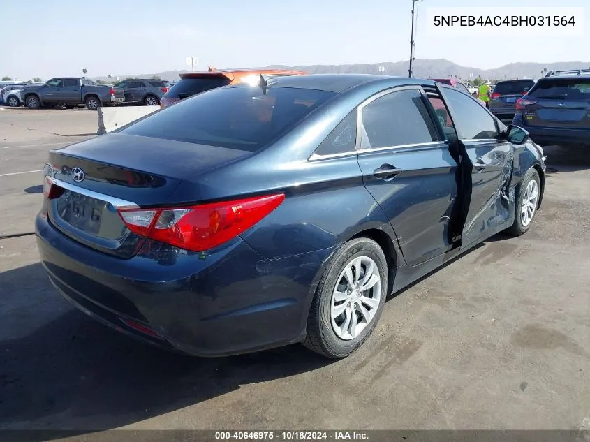 2011 Hyundai Sonata Gls VIN: 5NPEB4AC4BH031564 Lot: 40646975