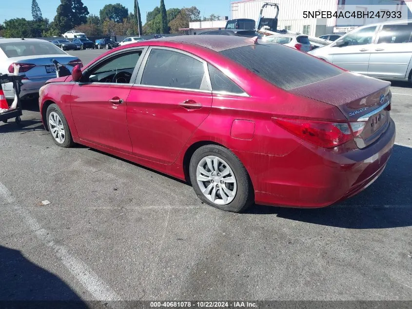 5NPEB4AC4BH247933 2011 Hyundai Sonata Gls