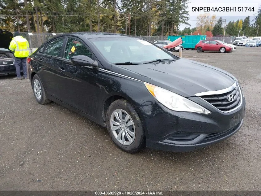 2011 Hyundai Sonata Gls VIN: 5NPEB4AC3BH151744 Lot: 40692928