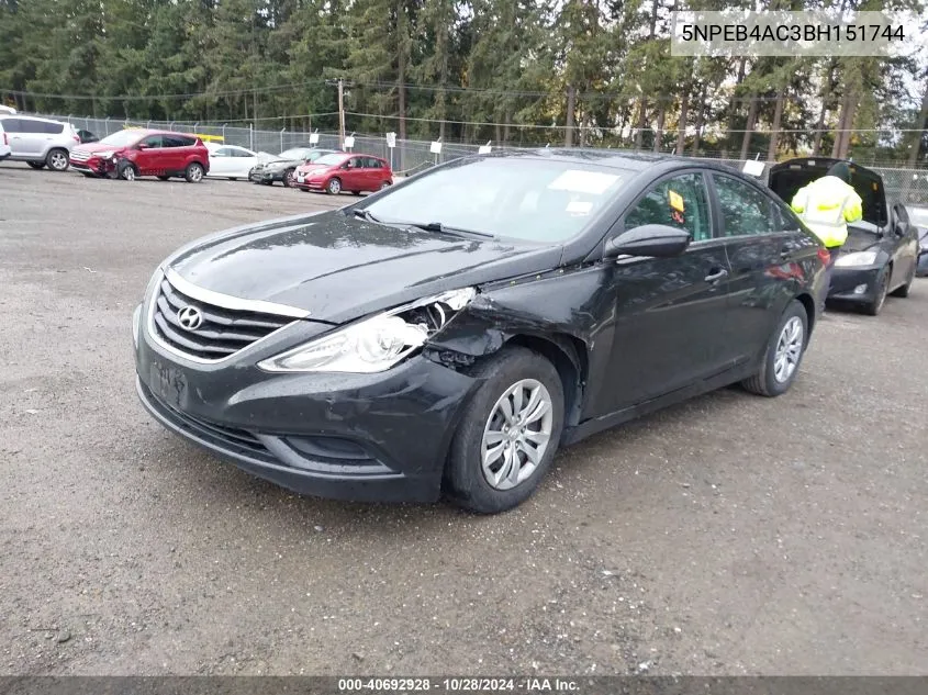 2011 Hyundai Sonata Gls VIN: 5NPEB4AC3BH151744 Lot: 40692928