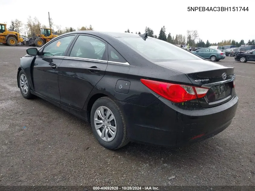 2011 Hyundai Sonata Gls VIN: 5NPEB4AC3BH151744 Lot: 40692928