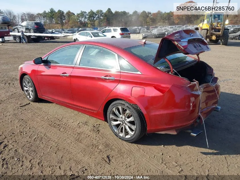 2011 Hyundai Sonata Se VIN: 5NPEC4AC6BH285760 Lot: 40712528