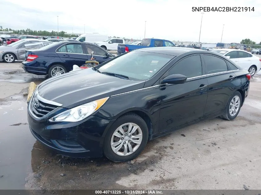 2011 Hyundai Sonata Gls VIN: 5NPEB4AC2BH221914 Lot: 40713225