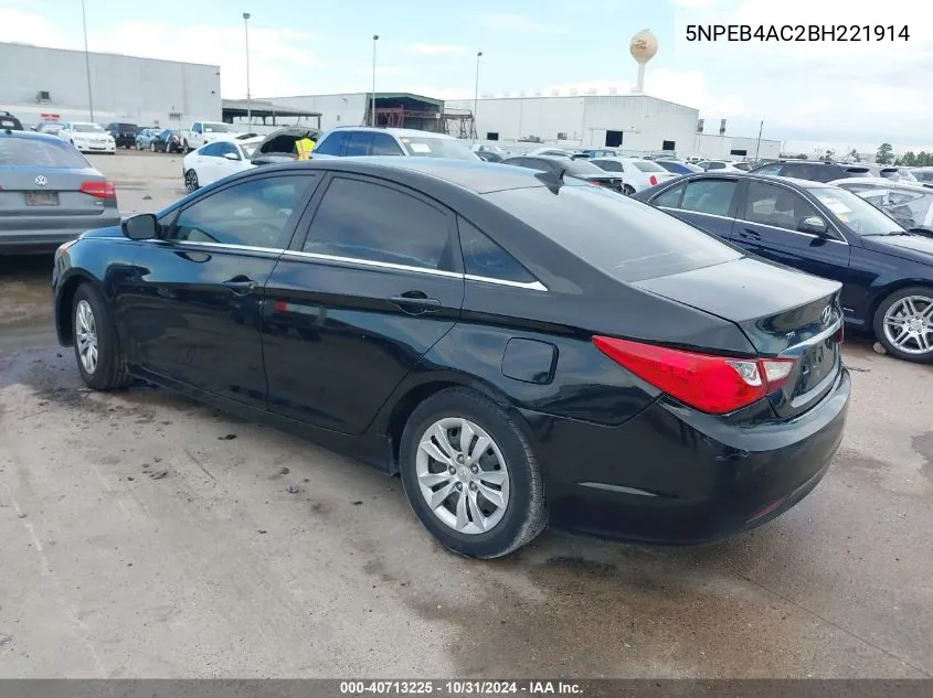 2011 Hyundai Sonata Gls VIN: 5NPEB4AC2BH221914 Lot: 40713225