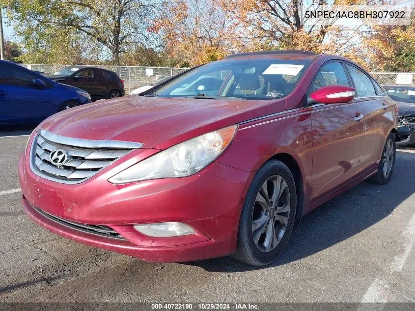 2011 Hyundai Sonata Limited VIN: 5NPEC4AC8BH307922 Lot: 40722190