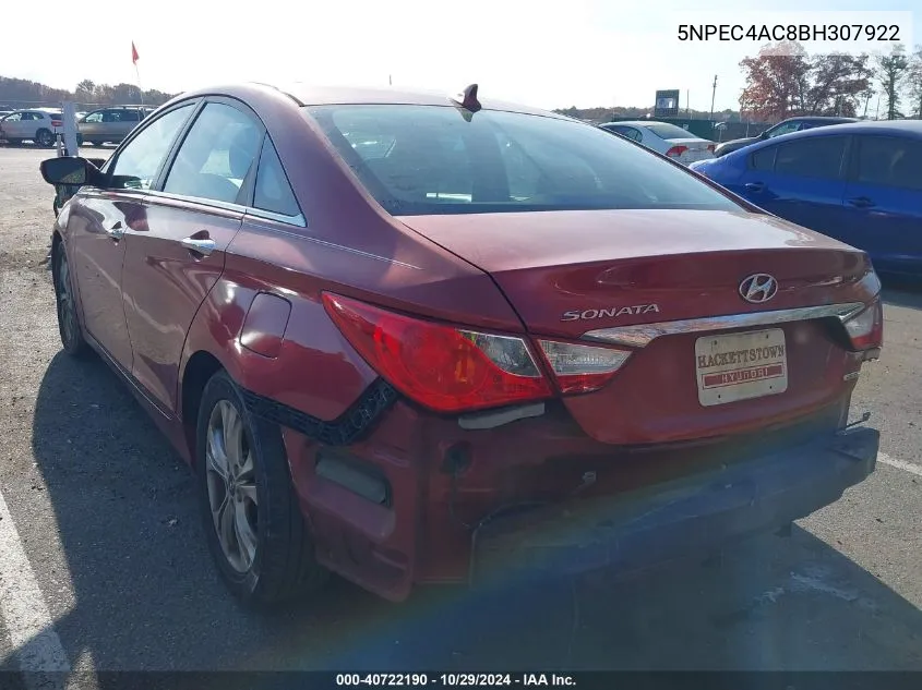 2011 Hyundai Sonata Limited VIN: 5NPEC4AC8BH307922 Lot: 40722190