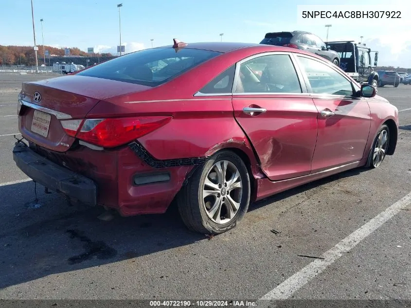 2011 Hyundai Sonata Limited VIN: 5NPEC4AC8BH307922 Lot: 40722190