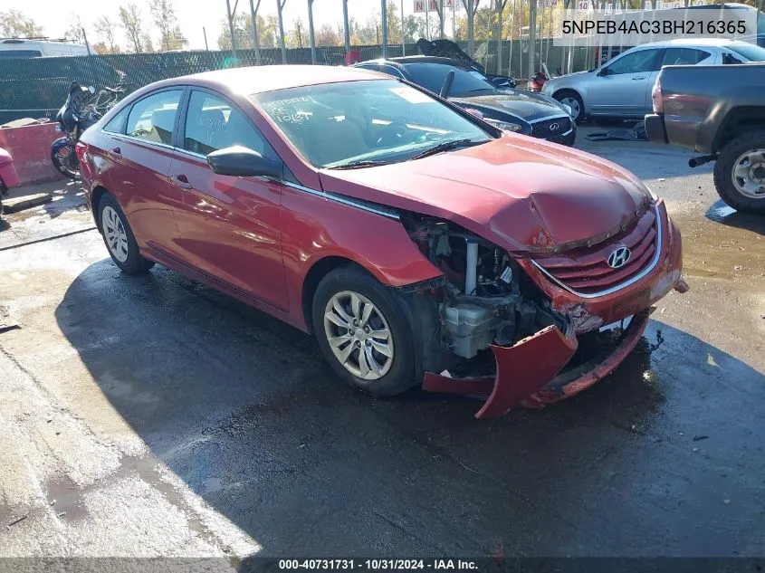 2011 Hyundai Sonata Gls VIN: 5NPEB4AC3BH216365 Lot: 40731731