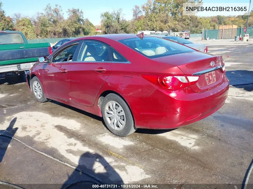 2011 Hyundai Sonata Gls VIN: 5NPEB4AC3BH216365 Lot: 40731731