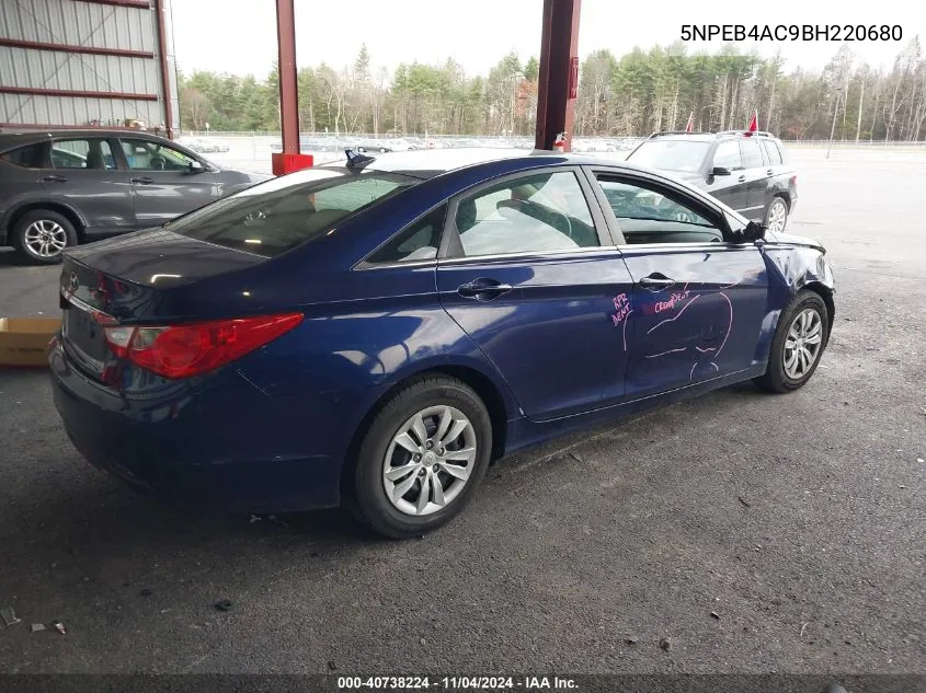 2011 Hyundai Sonata Gls VIN: 5NPEB4AC9BH220680 Lot: 40738224