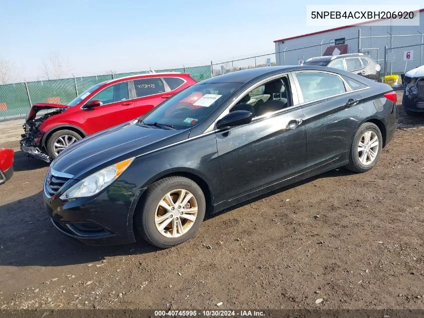 2011 Hyundai Sonata Gls VIN: 5NPEB4ACXBH206920 Lot: 40745995