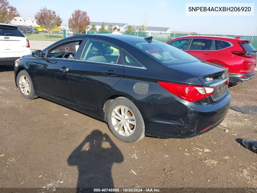 2011 Hyundai Sonata Gls VIN: 5NPEB4ACXBH206920 Lot: 40745995