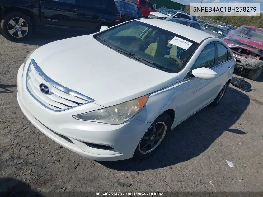 2011 Hyundai Sonata Gls VIN: 5NPEB4AC1BH278279 Lot: 40752478