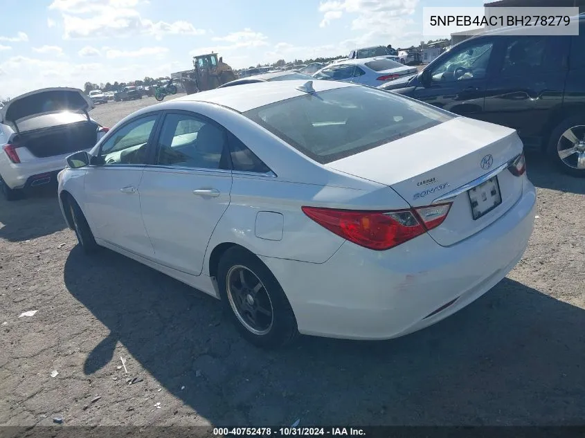 2011 Hyundai Sonata Gls VIN: 5NPEB4AC1BH278279 Lot: 40752478