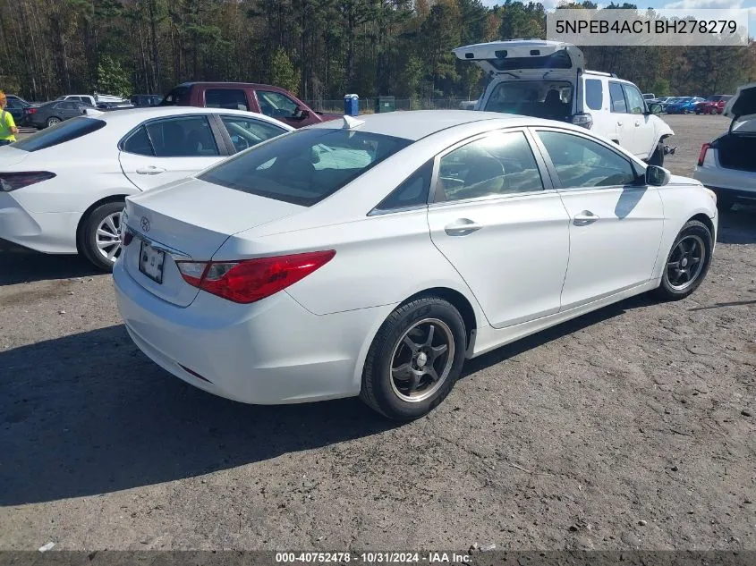 2011 Hyundai Sonata Gls VIN: 5NPEB4AC1BH278279 Lot: 40752478