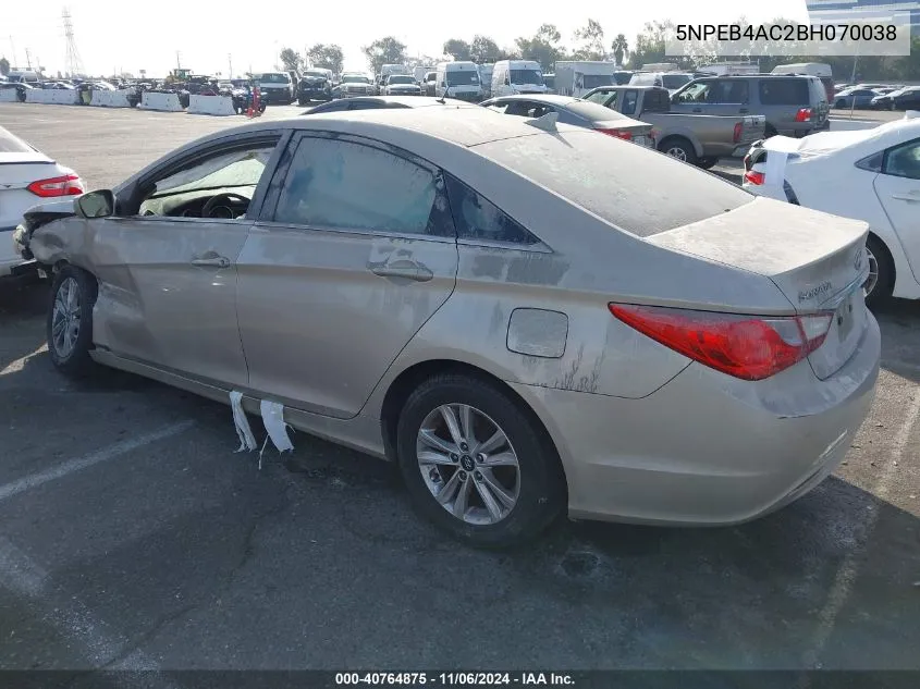 2011 Hyundai Sonata Gls VIN: 5NPEB4AC2BH070038 Lot: 40764875