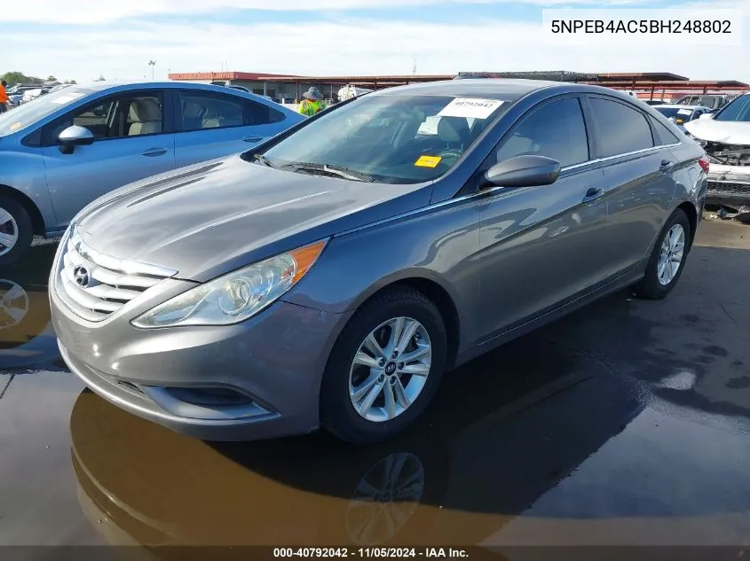 2011 Hyundai Sonata Gls VIN: 5NPEB4AC5BH248802 Lot: 40792042