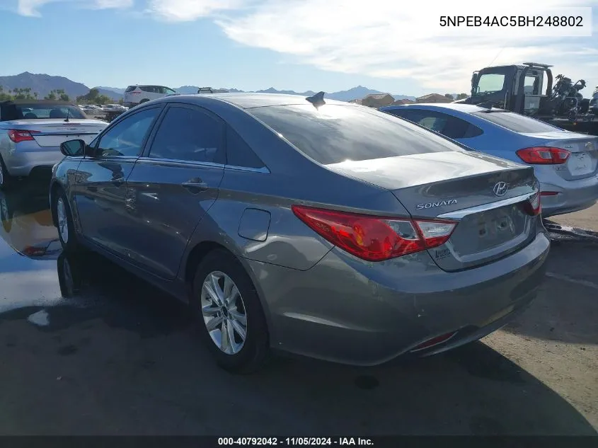 2011 Hyundai Sonata Gls VIN: 5NPEB4AC5BH248802 Lot: 40792042