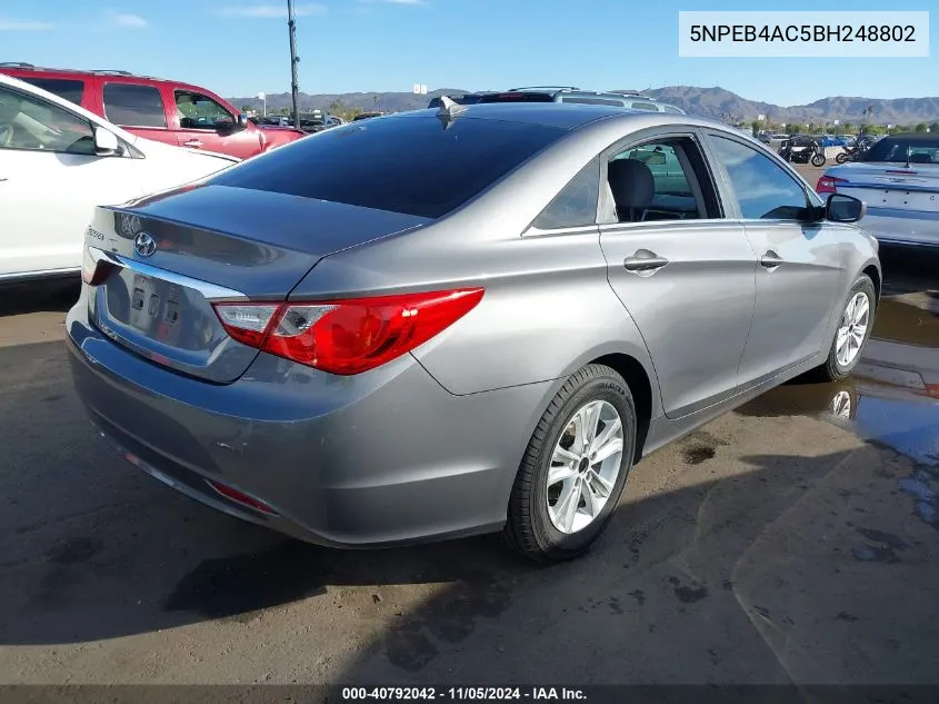 2011 Hyundai Sonata Gls VIN: 5NPEB4AC5BH248802 Lot: 40792042